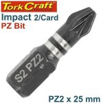 Tork Craft 2 PK Pozi No. 2 X 25MM Impact Insert Bit TCIPZ0225C