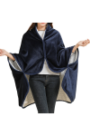 Smte Bls-fashionable Winter Poncho Navy Blue With Keychain