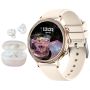 Glow Up Smartwatch For Women 1.39 Rose Gold Bezel & Bluetooth Earphones