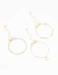Goldair Gold Chain Diamante Butterfly Bracelets 3-PACK
