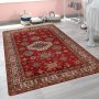 Bohemian Chic Red Area Rug - Vintage-Inspired Anti-Fatigue Soft & Absorbent Machine-Washable Non-Slip For Living Room Bedroom Kitchen And Bathroom Decor