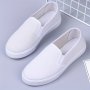 Women's Flat Solid Color Canvas Shoes Breathable Soft Sole Slip On Loafers All-match White Work Sports Shoes