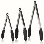 Heavy-duty Stainless Steel Kitchen Tongs With Silicone Tips - High Heat Resistant Locking Design For Secure Grip 17.78CM 22.86CM