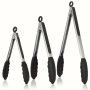 Heavy-duty Stainless Steel Kitchen Tongs With Silicone Tips - High Heat Resistant Locking Design For Secure Grip 17.78CM 22.86CM 30.48CM Sizes Available Black