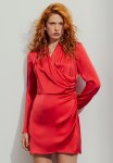 Draped Wrap Dress - Red