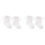 2 Pairs - Vintage Lace Baby Ankle Socks With Ribbon Bow Detail - White