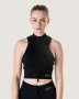 Ribbed Statement Racer Back Top - Black - Small