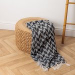 Herringbone Jacquard Throw Black