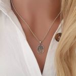 Taylor 925 Sterling Silver Tree Necklace 12X15MM On 45CM Rolo Chain