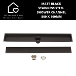 Matt Black Stainless Steel Shower Channel - 500 X 100MM