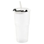 Rib Glass With Cap & Straw 530ML
