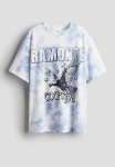 Oversized Printed T-Shirt - Blue & Ramones