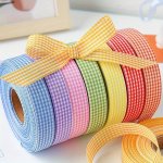 1 Roll 45.72 Meter 1.98 Cm Colorful Plaid And Checkered Pattern Ribbon Baked Flower Packaging Cake Gift Box Handmade Diy Bow Rib