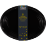 Black Oval Plastic Party Platters 8-PACK