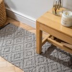 Handwoven Wool Runner 50X200CM - Light Grey