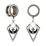 KUBOOZ Popular Dangle Pendant Jewelry Opal Stainless Steel Flare Ear Plugs Tunnels Gauges 1 2