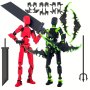 Assembly Completed T13 Action Figure Set Titan 13 Robot Action Figure 3D Printed Robo 13 Action Figure Articulated For Collectors Desktop Decorations Black Green/red Black