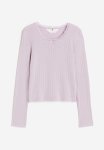 Lace-trimmed Pointelle Jersey Top - Purple