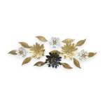 Flower & Leaf Design Wall Decoration Black Gold & White