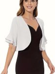 Layered Flare Sleeve Crop Blouse Versatile Open Front Blouse For Spring & Summer Women's Clothing