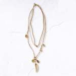 Multi Charm Horn Pendant Necklace - Beige Free