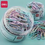 160PCS SET Deli Morandi Colorful Series Paper Clips Deli Paper Clips Office Supplies Bookmark Creative Cute Colorful Pins