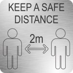Safe Distance Sign 210 X 210MM - Brushed Acp