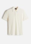 Slim Fit Textured Jersey Polo Shirt - Cream