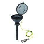 Scat Funnel With Lid Marco V2.0 S55 140 Mm Pe-hd Electrostatic Conductive With Lance 220 Mm With Removable Sieve And Earthing Ca