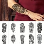 Geometric Tribal Tattoo Stickers - Black Design - Waterproof - Suitable For Men And Women - Adhesive For 3-6 Days - Body Cosmeti
