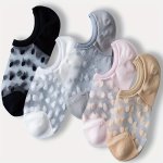 5 Pairs Swiss Dot Invisible Socks Comfy & Breathable Low Cut Boat Socks Women's Stockings & Hosiery