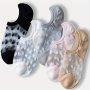 5 Pairs Swiss Dot Invisible Socks Comfy & Breathable Low Cut Boat Socks Women's Stockings & Hosiery