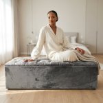 Button-tufted Crushed Velvet Blanket Box