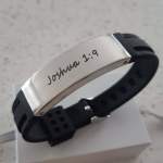 CBA102176- Personalized Black Wrist Strap Bracelet Stainless Steel Adjustable