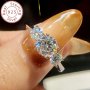 Moissanite Promise Ring 925 Sterling Silver Engagement/ Wedding Ring High Quality Jewelry Perfect Gift For Your Love 1CT 1 + 0.3CT 2 Moissanite