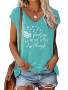 Letter & Dandelion Print V-neck Tank Top Casual Sleeveless Tank Top For Summer Women's Clothing
