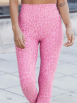 Leopard Print LEGGINGS - Pink - Small