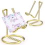 2 Pieces Metal Business Card Holder For Desk Cell Phone Stand Elegant Line Business Card Display Holder Stand Office Desktop Id Name Organizer