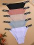5 Pcs Simple Letter Tape Thongs Soft & Comfy Low Waist Seamless V-strings Women's Lingerie & Underwear