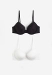 2-PACK Microfibre Padded Underwired Bras - Black White