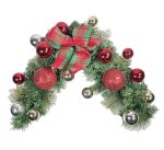 Swag With Tartan Bows And Red Baubles 70CM