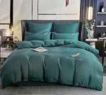 Smte Cotton Plain Beautiful Feather Double Duvet Cover 6 Pieces Teal With Keychain