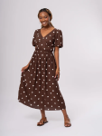 Brown Polka Dot Midi Dress - XS Assorted
