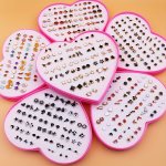 36 Pairs Enamel Stud Earrings Set With Heart Shape Box Cute Minimalist Style Delicate Female Gift