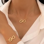 1 Necklace + 1 Bracelet Chic Jewelry Set Trendy Infinity + Heart Design Match Daily Outfits Party Accessories Gift For That Spec