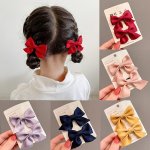 2PCS 1SET Children's Fabric Three-dimensional Bow Hair Clip Girls Hair Accessories Hair Card Ideal Choice For Gifts