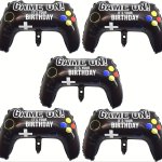 6PCS 4PCS Giant Fortnite Gaming Theme Balloons Set - Vibrant Video Game Controller Mylar Foil Decorations For Unforgettable Bir