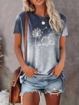 Plus Size Dandelion Print T-Shirt Casual Crew Neck Short Sleeve T-Shirt Women's Plus Sizeclothing