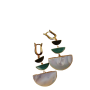 Malachite Pendant Earrings Half Round White Mother Of Pearl Earrings