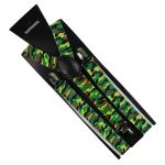 - Camouflage Military Suspenders Braces - Bright Green